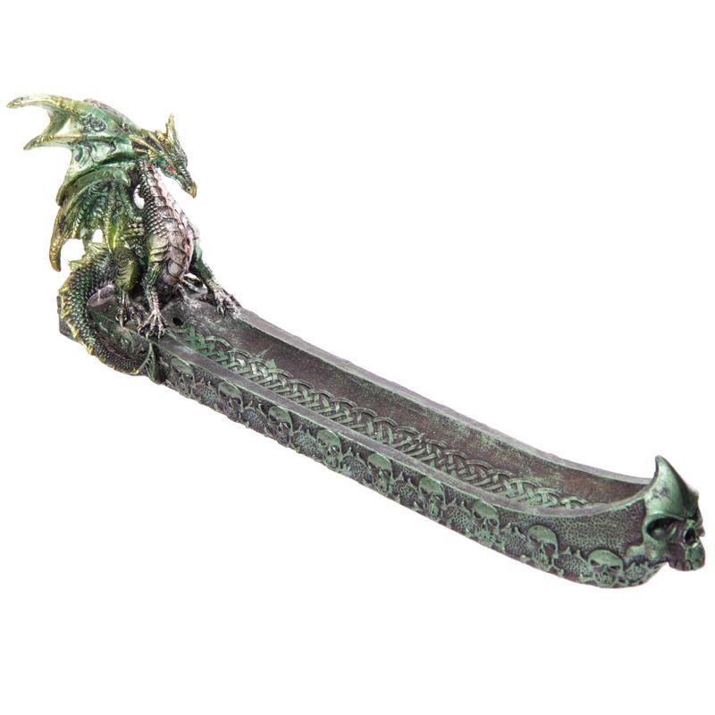 Quemador de incienso dragón balsa calavera