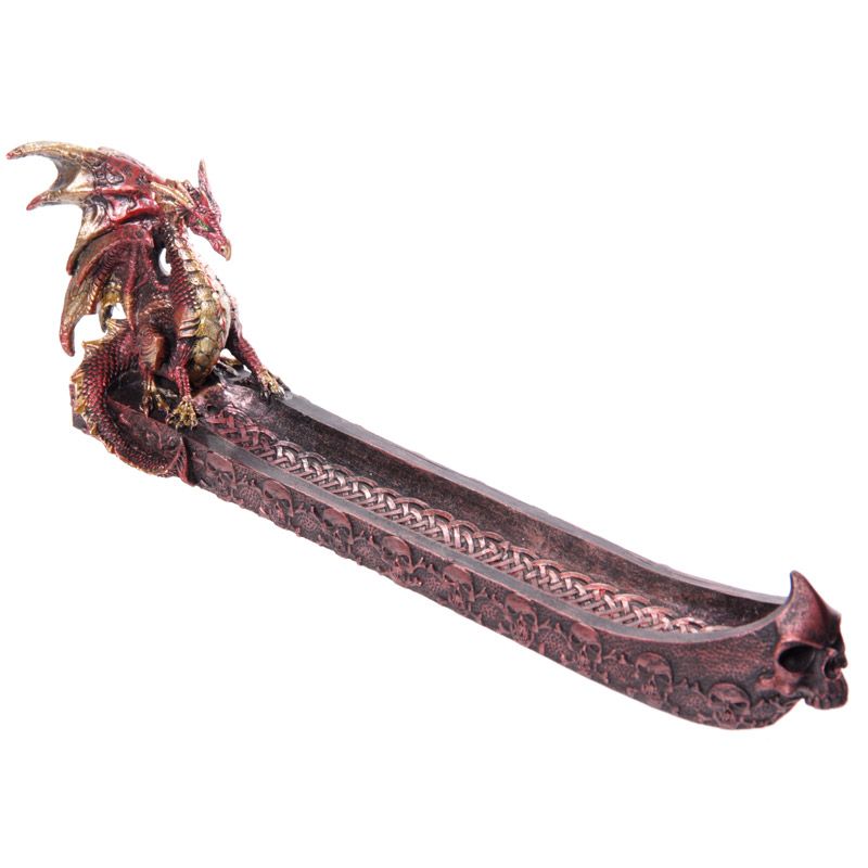 Quemador de incienso dragón balsa calavera